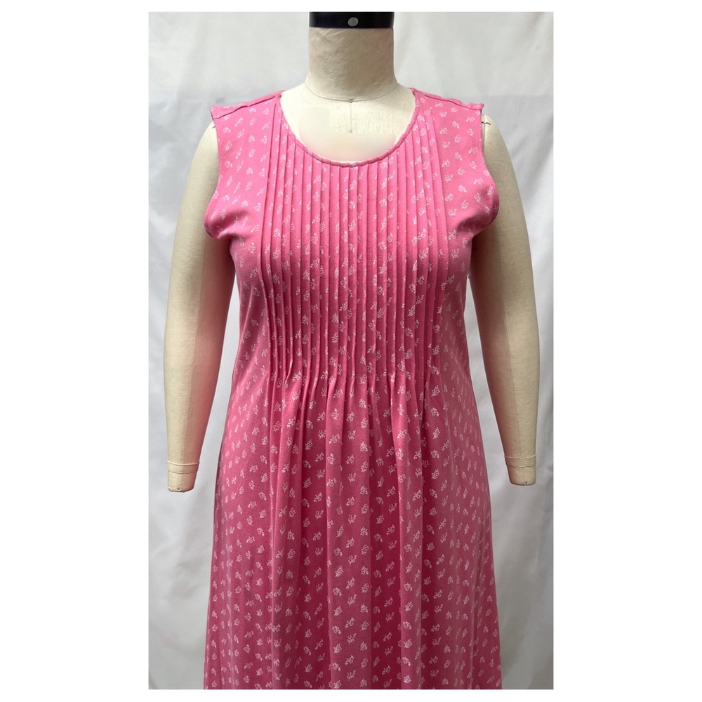 Vermont Country Store Pink White Floral Print Sleeveless Jumper Dress